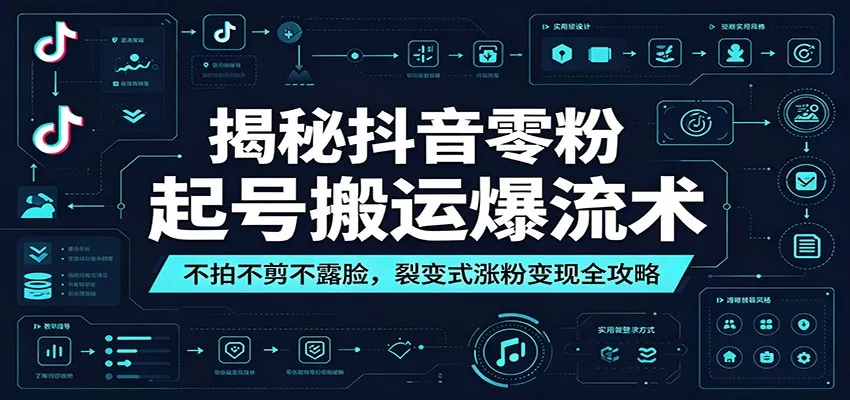 揭秘抖音零粉起号搬运爆流术：不拍不剪不露脸，裂变式涨粉变现全攻略 《鱼见海科技》-鱼见海资源网-免费PHP网站源码模板,插件软件网创AI智能体资源分享平台！