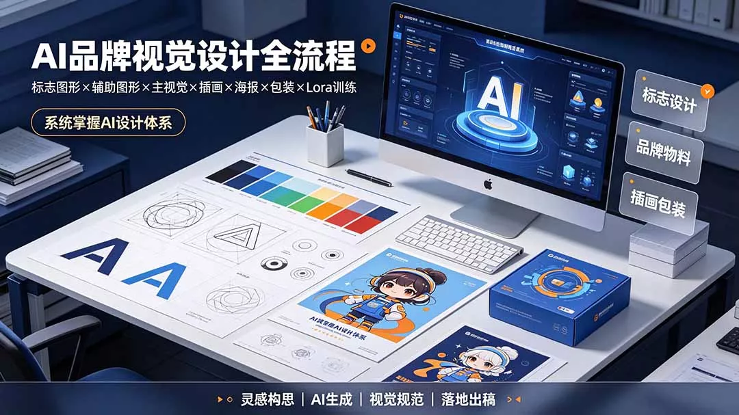 AI品牌视觉设计全流程：标志图形×辅助图形×主视觉×插画×海报×包装×Lora训练，系统掌握AI设计体系客创社区-专注互联网轻资产资源整合与分享客创社区-专注互联网轻资产资源整合与分享