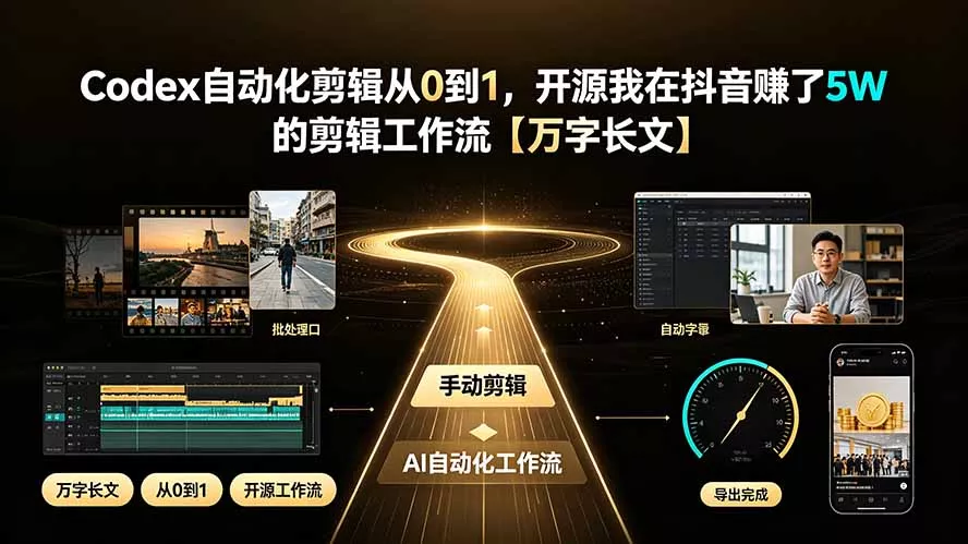 Codex自动化剪辑从0到1，开源我在抖音赚了5W 的剪辑工作流【万字长文】