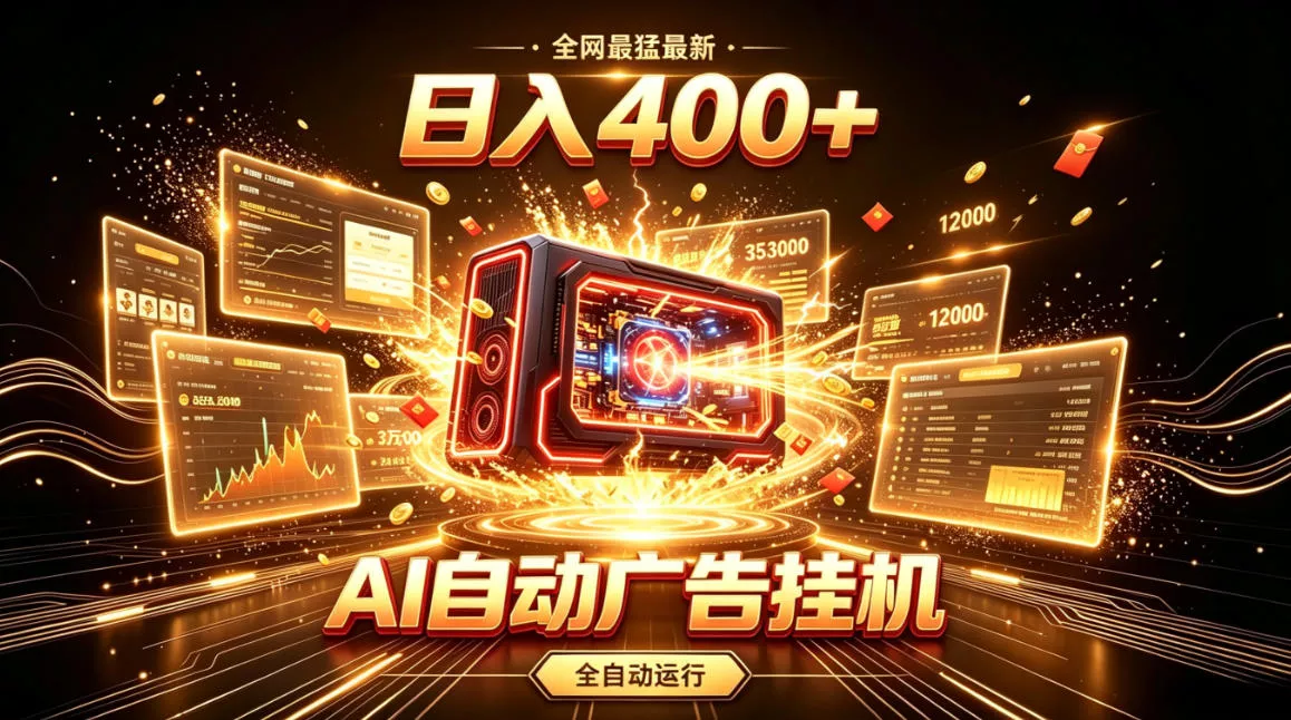 全网最猛最新的AI自动广告挂G，狠收益日入400+，真正做到躺賺式变现【揭秘】 《鱼见海科技》-鱼见海资源网-免费PHP网站源码模板,插件软件网创AI智能体资源分享平台！