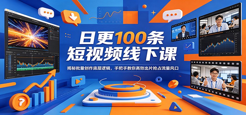 日更100条短视频线下课：揭秘批量创作底层逻辑，手把手教你高效出片抢占流量风口客创社区-专注互联网轻资产资源整合与分享客创社区-专注互联网轻资产资源整合与分享