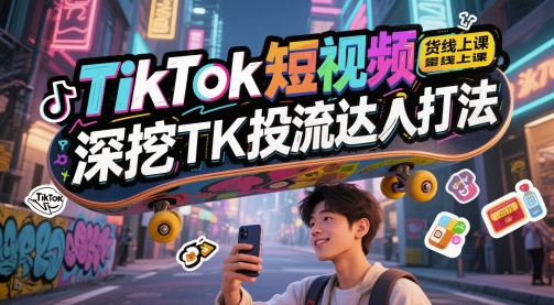 TikTok短视频带货线上课，深挖TK投流达人打法-客创社 - 专注互联网轻资产创业及网络项目资源整合与分享客创社-免费且强大的项目分享网站！