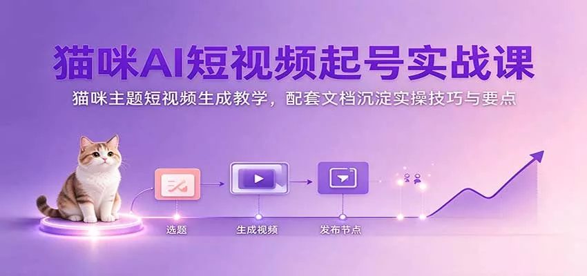 猫咪AI短视频起号实战课：猫咪主题短视频生成教学，配套文档沉淀实操技巧与要点客创社区-专注互联网轻资产资源整合与分享客创社区-专注互联网轻资产资源整合与分享