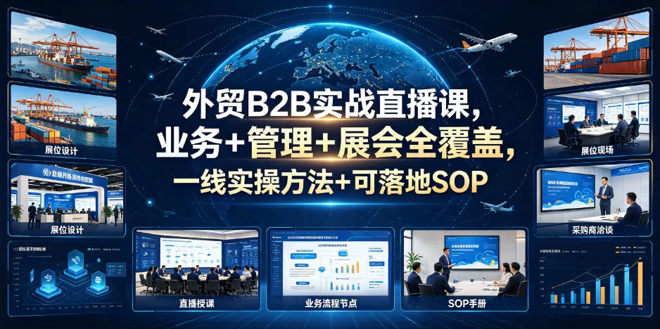外贸B2B实战直播课，业务+管理+展会全覆盖，一线实操方法+可落地SOP客创社区-专注互联网轻资产资源整合与分享客创社区-专注互联网轻资产资源整合与分享