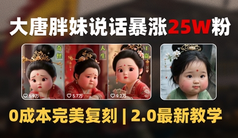 AI大唐胖贵妃说话2.0，40条视频暴涨40w粉，附独家变现攻略-客创社 - 专注互联网轻资产创业及网络项目资源整合与分享客创社-免费且强大的项目分享网站！