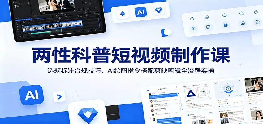 两性科普短视频制作课：选题标注合规技巧，AI绘图指令搭配剪映剪辑全流程实操客创社区-专注互联网轻资产资源整合与分享客创社区-专注互联网轻资产资源整合与分享
