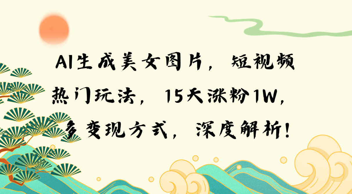 AI生成美女图片，短视频热门玩法，15天涨粉1W，多变现方式，深度解析!客创社 - 专注互联网轻资产创业及网络项目资源整合与分享客创社 - 专注互联网轻资产创业及网络项目资源整合与分享