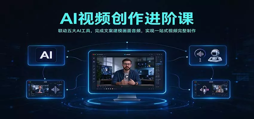 AI视频创作进阶课：联动五大AI工具，完成文案建模画面音频，实现一站式视频完整制作客创社区-专注互联网轻资产资源整合与分享客创社区-专注互联网轻资产资源整合与分享