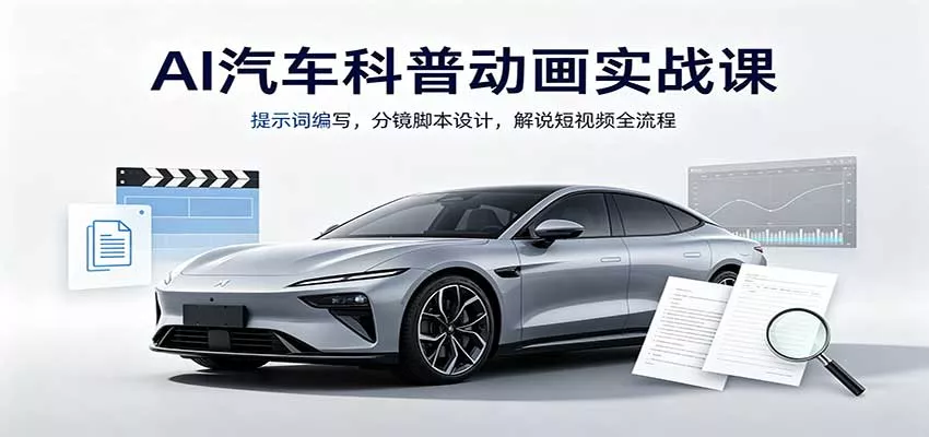 AI汽车科普动画实战课：提示词编写，分镜脚本设计，解说短视频全流程客创社区-专注互联网轻资产资源整合与分享客创社区-专注互联网轻资产资源整合与分享