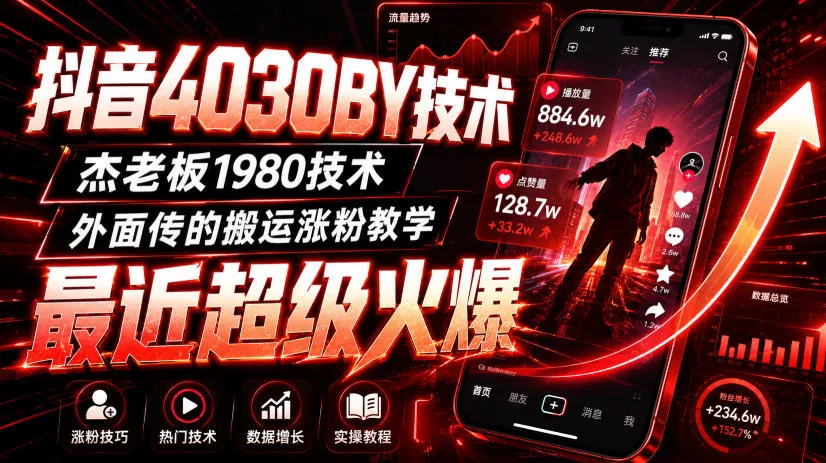 抖音4030搬运技术，杰老板1980技术，外面传的搬运涨粉教学，最近超级火爆！客创社区-专注互联网轻资产资源整合与分享客创社区-专注互联网轻资产资源整合与分享