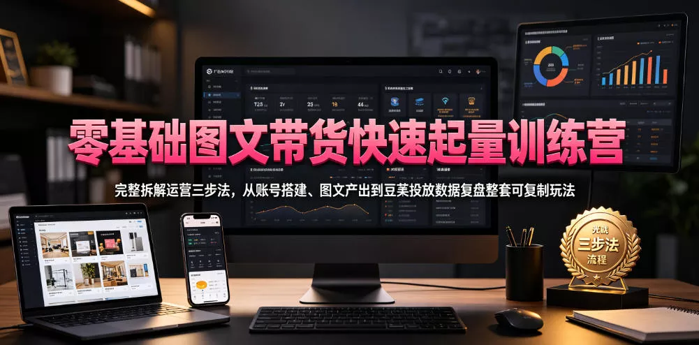 零基础图文带货快速起量训练营，完整拆解运营三步法，从账号搭建、图文产出到豆荚投放数据复盘整套可复制玩法客创社区-专注互联网轻资产资源整合与分享客创社区-专注互联网轻资产资源整合与分享