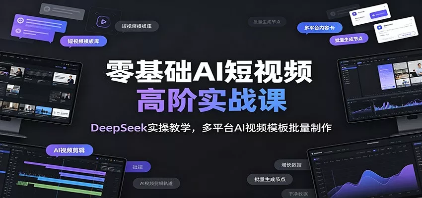 零基础AI短视频高阶实战课：DeepSeek实操教学，多平台AI视频模板批量制作 《鱼见海科技》-鱼见海资源网-免费PHP网站源码模板,插件软件网创AI智能体资源分享平台！