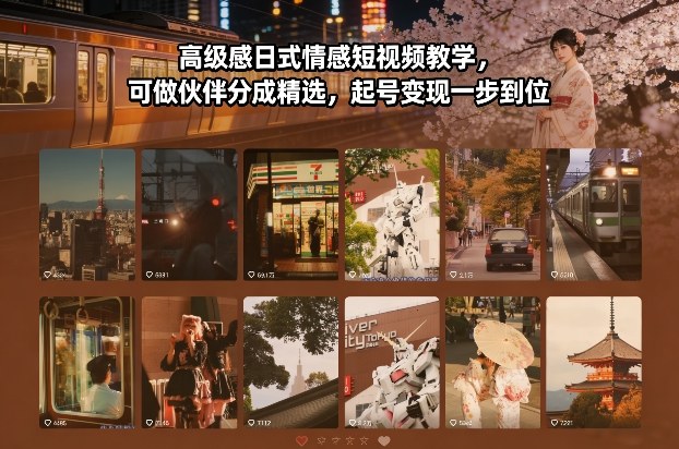 高级感日式情感短视频教学，可做伙伴分成精选，起号变现一步到位 | 鱼见海科技-鱼见海资源网-免费PHP网站源码模板,插件软件网创AI智能体资源分享平台！