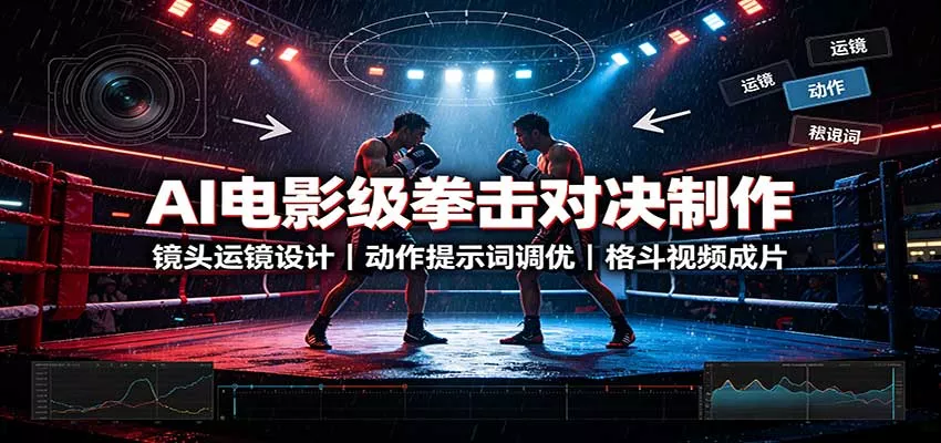 AI电影级拳击对决制作：镜头运镜设计，动作提示词调优，格斗视频成片-鱼见海资源网-免费PHP网站源码模板,插件软件网创AI智能体资源分享平台！
