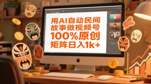 用AI自动民间故事做视频号，100%原创，矩阵日入1k+-客创社 - 专注互联网轻资产创业及网络项目资源整合与分享客创社-免费且强大的项目分享网站！