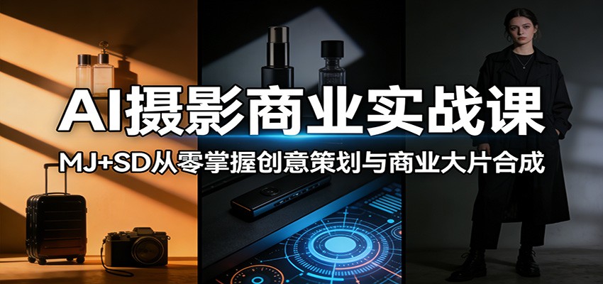 AI摄影商业实战课：MJ+SD从零掌握创意策划与商业大片合成 《鱼见海科技》-鱼见海资源网-免费PHP网站源码模板,插件软件网创AI智能体资源分享平台！