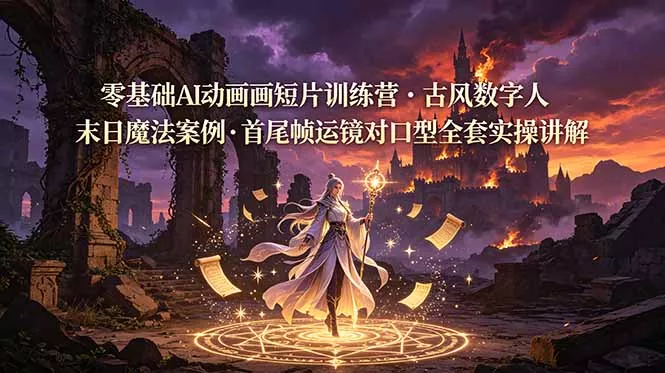 零基础AI动画短片训练营，古风数字人末日魔法案例，首尾帧运镜对口型全套实操讲解客创社区-专注互联网轻资产资源整合与分享客创社区-专注互联网轻资产资源整合与分享