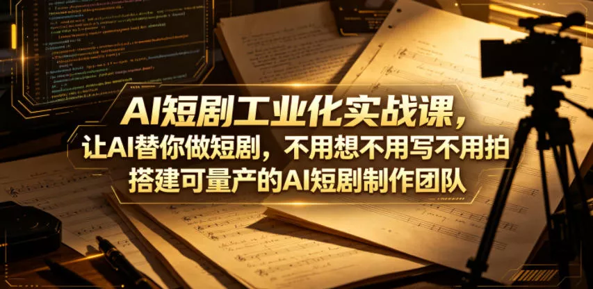 AI短剧工业化实战课，让AI替你做短剧，不用想不用写不用拍，搭建可量产的AI短剧制作团队客创社区-专注互联网轻资产资源整合与分享客创社区-专注互联网轻资产资源整合与分享