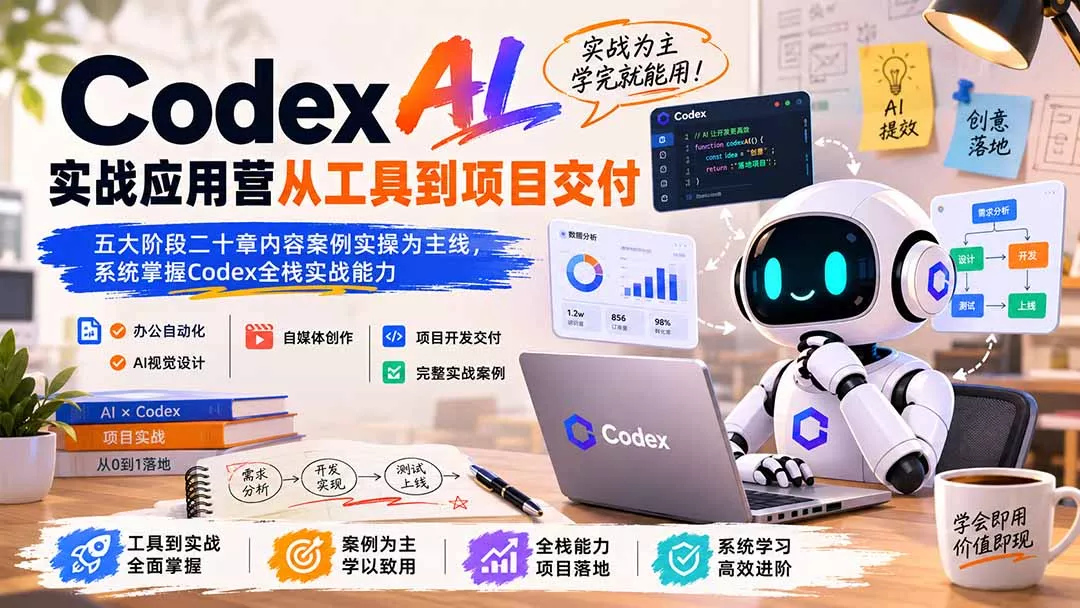 Codex AI实战应用营从工具到项目交付；五大阶段二十章内容案例实操为主线，系统掌握Codex全栈实战能力 《鱼见海科技》-鱼见海资源网-免费PHP网站源码模板,插件软件网创AI智能体资源分享平台！