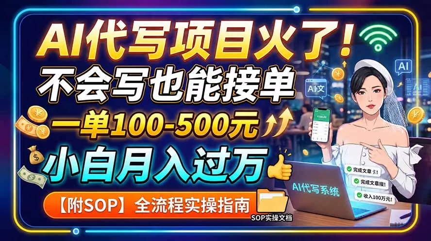 AI代写项目火了！不会写也能接单，一单100-500元，小白月入过万【附SOP】-鱼见海资源网-免费PHP网站源码模板,插件软件网创AI智能体资源分享平台！