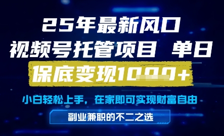 25年最新风口，视频号托管项目，单日保底变现1k+，手把手教学【揭秘】-客创社 - 专注互联网轻资产创业及网络项目资源整合与分享客创社-免费且强大的项目分享网站！
