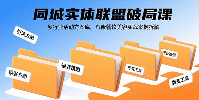 同城实体联盟破局课，多行业活动方案库，汽修餐饮美容实战案例拆解-客创社 - 专注互联网轻资产创业及网络项目资源整合与分享客创社-免费且强大的项目分享网站！