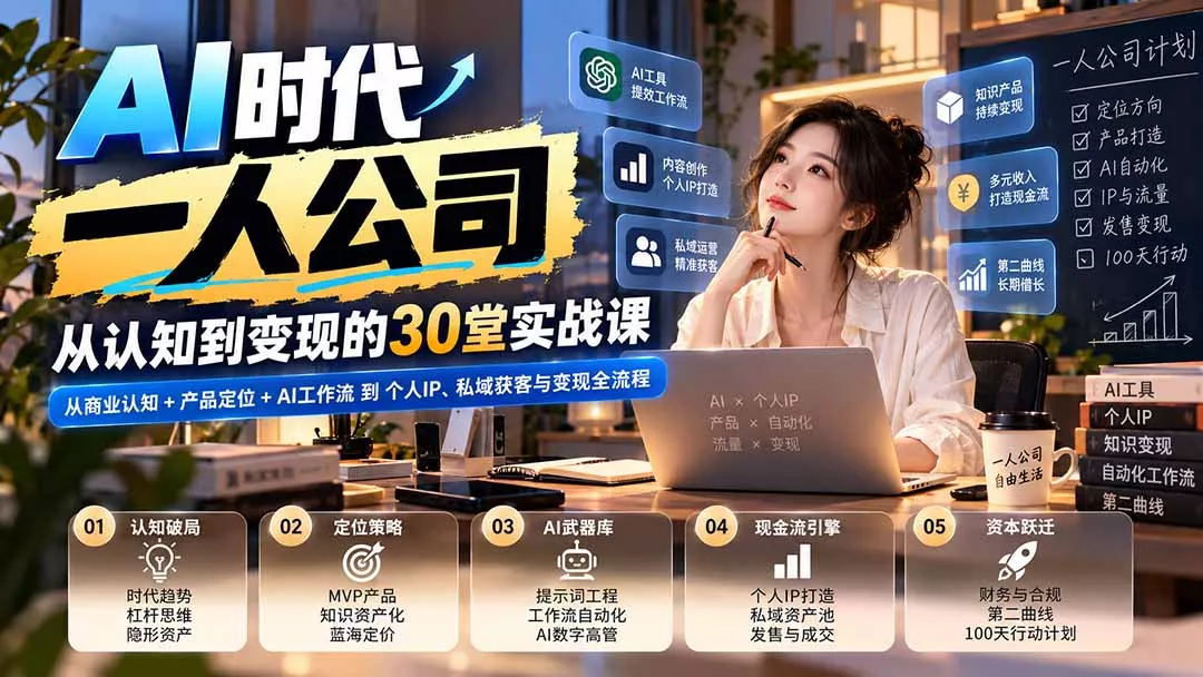 【无水印】AI时代一人公司30堂实战课：从商业认知+产品定位+A