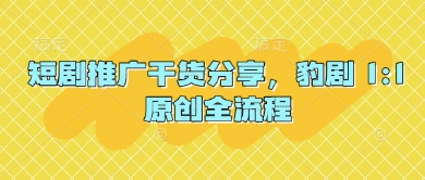 短剧推广干货分享，豹剧 1:1原创全流程客创社 - 专注互联网轻资产创业及网络项目资源整合与分享客创社 - 专注互联网轻资产创业及网络项目资源整合与分享