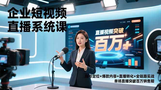 企业短视频直播系统课，账号定位+爆款内容+直播转化+全链路实战，单场直播突破百万销售额客创社区-专注互联网轻资产资源整合与分享客创社区-专注互联网轻资产资源整合与分享