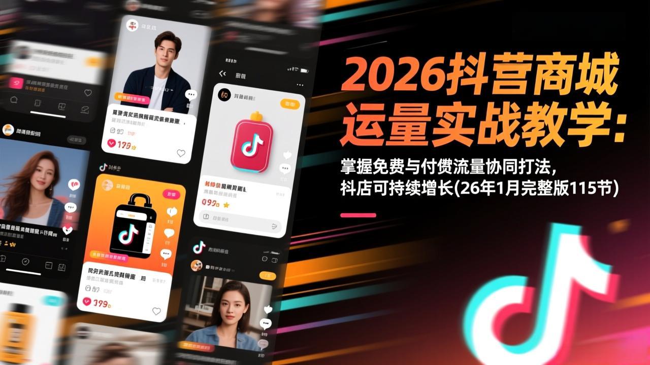 2026抖音商城运营实战教学：掌握免费与付费流量协同打法，抖店可持续增长(26年1月完整版115节客创社区-专注互联网轻资产资源整合与分享客创社区-专注互联网轻资产资源整合与分享