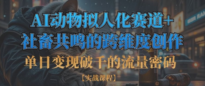 单日变现破千的流量密码，AI动物拟人化赛道+社畜共鸣的跨维度创作客创社 - 专注互联网轻资产创业及网络项目资源整合与分享客创社 - 专注互联网轻资产创业及网络项目资源整合与分享