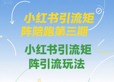 小红书引流矩阵陪跑第三期，小红书引流矩阵引流玩法-客创社 - 专注互联网轻资产创业及网络项目资源整合与分享客创社-免费且强大的项目分享网站！