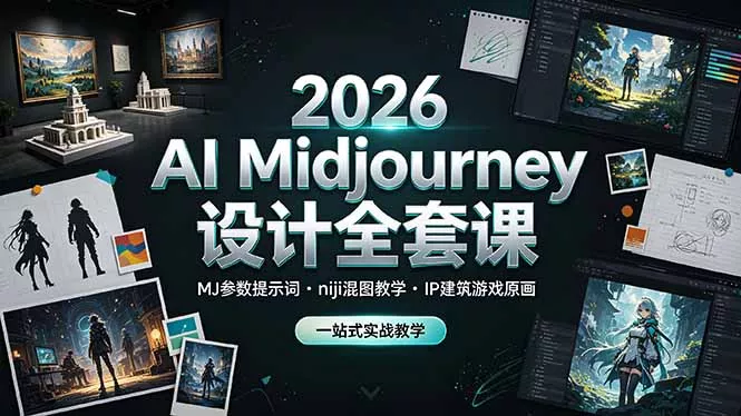 2026 AI Midjourney设计全套课，MJ参数提示词niji混图教学，IP建筑游戏原画一站式实战教学 《鱼见海科技》-鱼见海资源网-免费PHP网站源码模板,插件软件网创AI智能体资源分享平台！