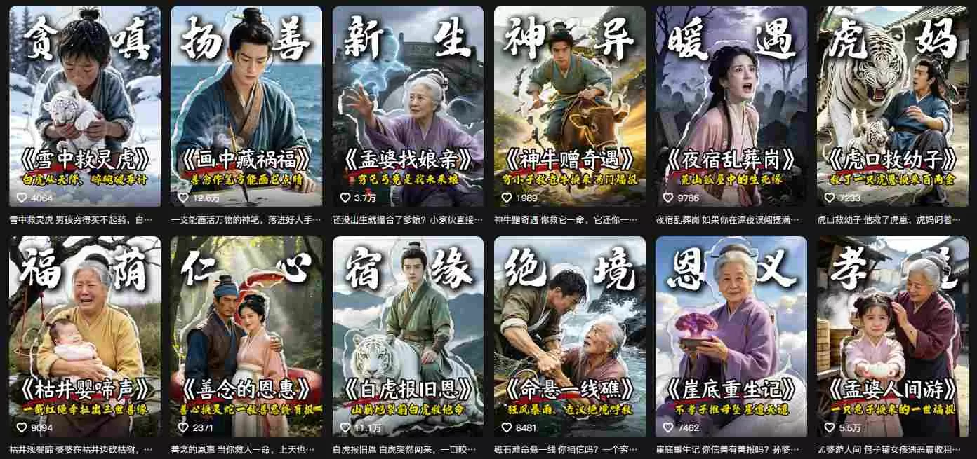 抖音67W粉丝博主的AI民间故事教学，从起号、文案、剪辑到多平台