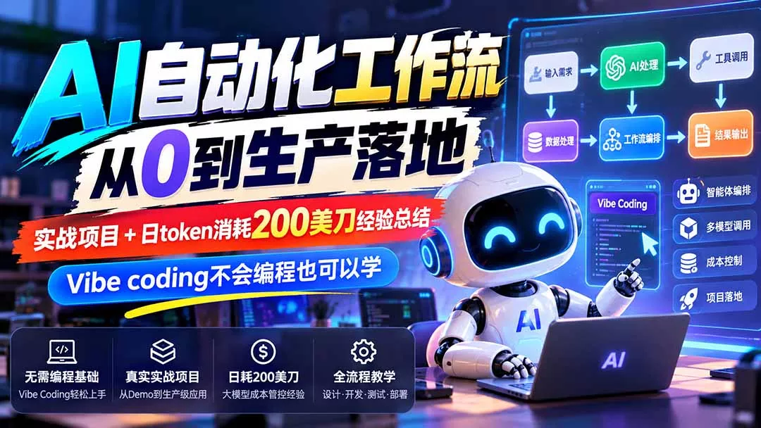 【无水印】AI自动化工作流从0到生产落地，实战项目+日token