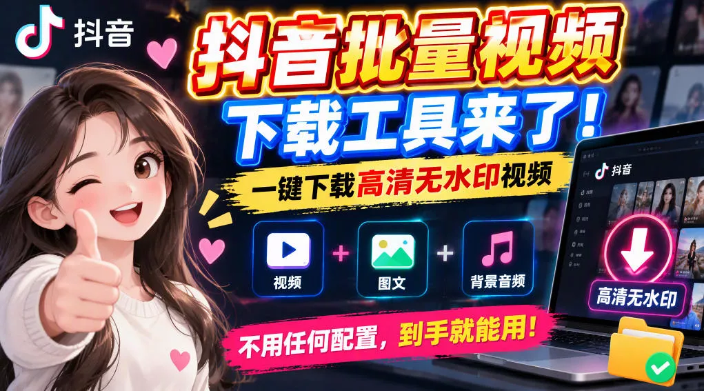 抖音批量视频下载工具，一键下载高清无水印视频，到手就能用客创社区-专注互联网轻资产资源整合与分享客创社区-专注互联网轻资产资源整合与分享
