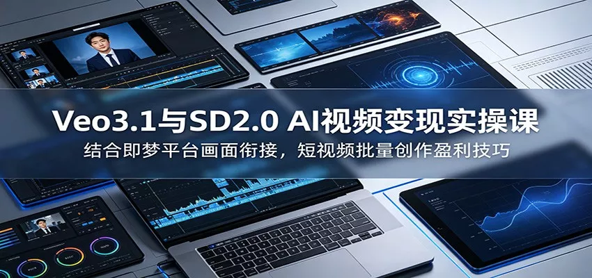 Veo3.1与SD2.0 AI视频变现实操课课：结合即梦平台画面衔接，短视频批量创作盈利技巧-鱼见海资源网-免费PHP网站源码模板,插件软件网创AI智能体资源分享平台！