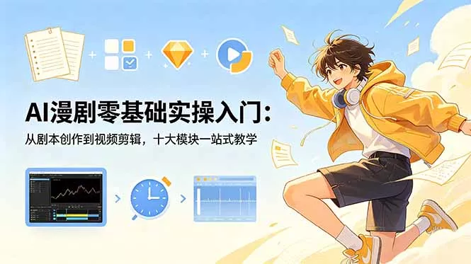 AI漫剧零基础实操入门：从剧本创作到视频剪辑，十大模块一站式教学客创社区-专注互联网轻资产资源整合与分享客创社区-专注互联网轻资产资源整合与分享
