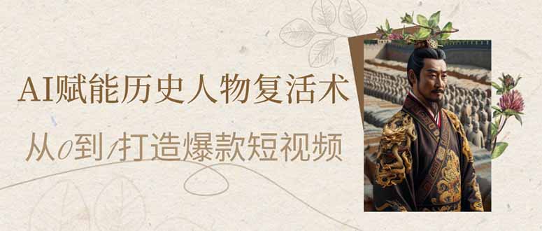 AI赋能历史人物复活术：从0到1打造爆款短视频客创社 - 专注互联网轻资产创业及网络项目资源整合与分享客创社 - 专注互联网轻资产创业及网络项目资源整合与分享