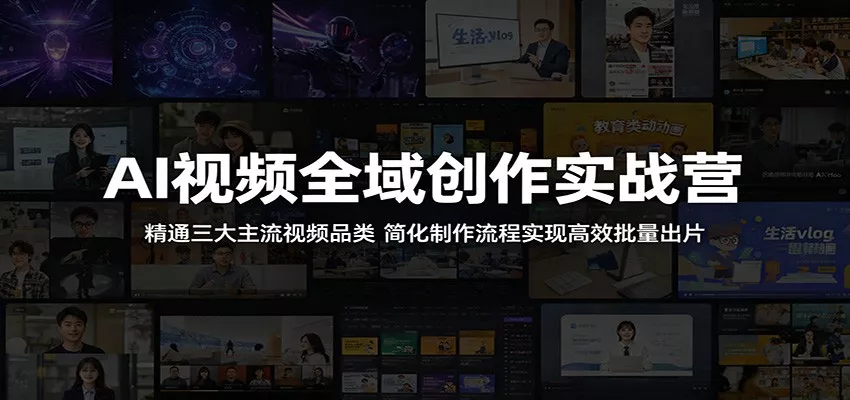 AI视频全域创作实战营：精通三大主流视频品类，简化制作流程实现高效批量出片客创社区-专注互联网轻资产资源整合与分享客创社区-专注互联网轻资产资源整合与分享