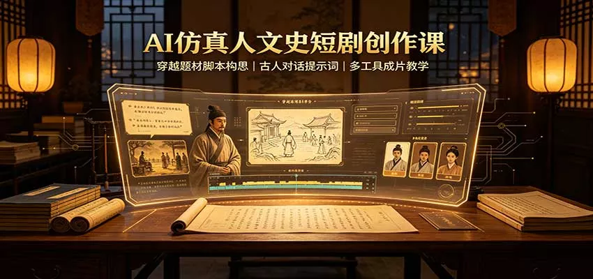 AI仿真人文史短剧创作课：穿越题材脚本构思，古人对话提示词，多工具成片教学客创社区-专注互联网轻资产资源整合与分享客创社区-专注互联网轻资产资源整合与分享
