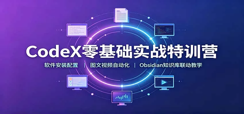 CodeX零基础实战特训营：软件安装配置，图文视频自动化，Obsidian知识库联动教学客创社区-专注互联网轻资产资源整合与分享客创社区-专注互联网轻资产资源整合与分享
