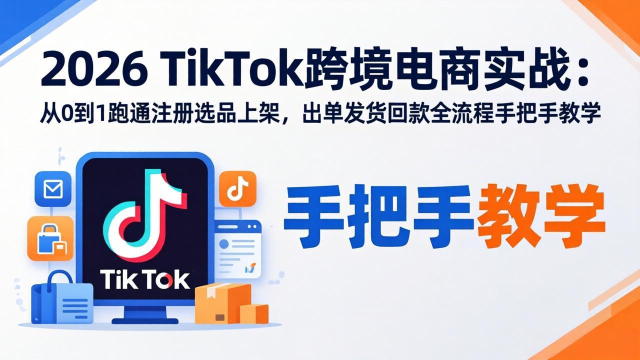 2026TikTok跨境电商实战：从0到1跑通注册选品上架，出单发货回款全流程手把手教学 《鱼见海科技》-鱼见海资源网-免费PHP网站源码模板,插件软件网创AI智能体资源分享平台！