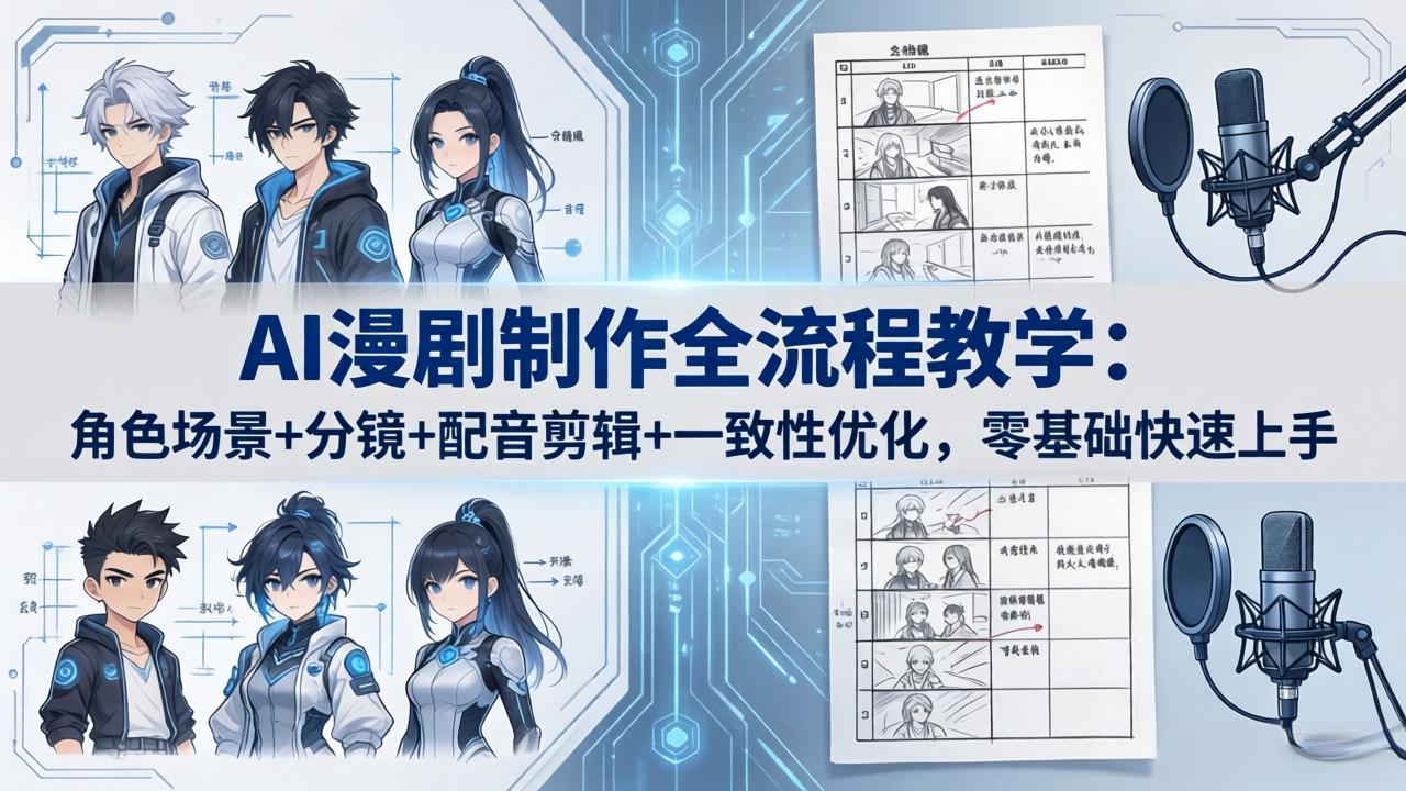 AI漫剧制作全流程教学：角色场景+分镜+配音剪辑+一致性优化，零基础快速上手客创社区-专注互联网轻资产资源整合与分享客创社区-专注互联网轻资产资源整合与分享