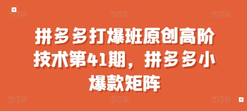 拼多多打爆班原创高阶技术第41期，拼多多小爆款矩阵客创社 - 专注互联网轻资产创业及网络项目资源整合与分享客创社 - 专注互联网轻资产创业及网络项目资源整合与分享