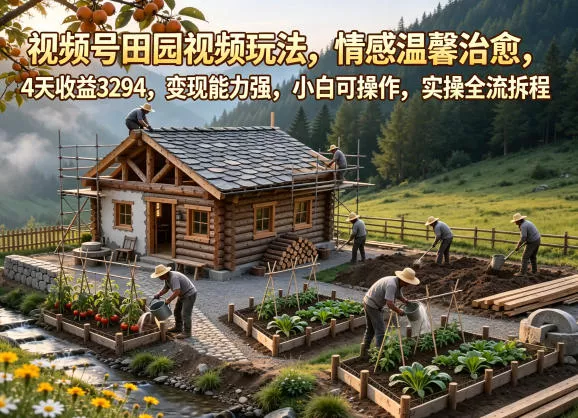 视频号田园视频玩法，情感温馨改善，4天收益3294，变现能力强，小白可操作，实操全流程拆解 《鱼见海科技》-鱼见海资源网-免费PHP网站源码模板,插件软件网创AI智能体资源分享平台！
