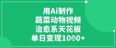 用Ai制作蔬菜动物视频，治愈系天花板，单日变现1k客创社 - 专注互联网轻资产创业及网络项目资源整合与分享客创社 - 专注互联网轻资产创业及网络项目资源整合与分享