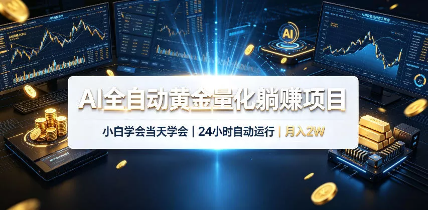 AI全自动黄金量化躺賺项目，24小时自动运行，月入2W！星享资源网星享资源网