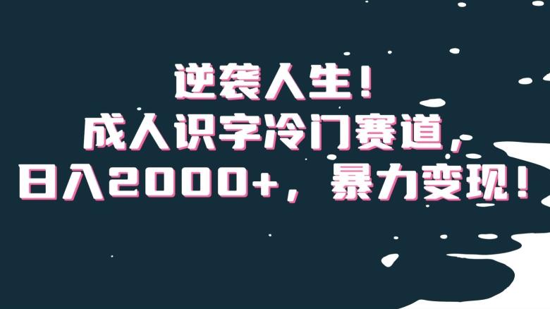 逆袭人生！成人识字冷门赛道，日入2000+，暴力变现！【揭秘】客创社 - 专注互联网轻资产创业及网络项目资源整合与分享客创社 - 专注互联网轻资产创业及网络项目资源整合与分享