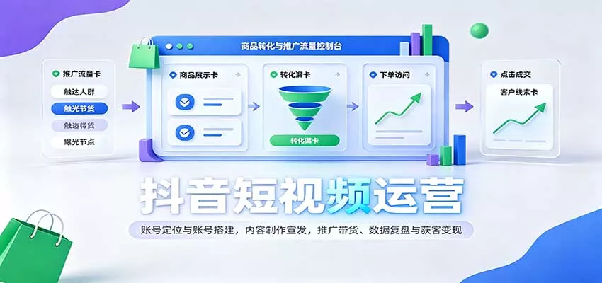 抖音短视频运营：账号定位与账号搭建，内容制作宣发，推广带货、数据复盘与获客变现客创社区-专注互联网轻资产资源整合与分享客创社区-专注互联网轻资产资源整合与分享